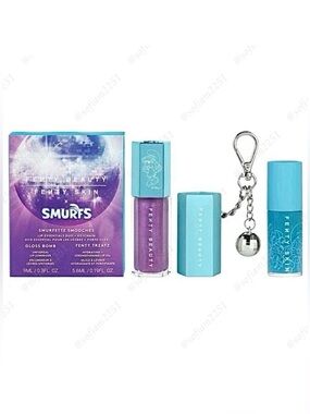 💜NEW!💜Fenty Beauty Smurfette Smooches Lip Essentials Duo + Keychain BNIB!